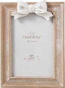 Drevený fotorámik s mašličkou - 14 * 2 * 20 cm / 10 * 15 cm