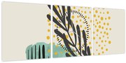 Obraz - Abstraktné listy N⁰3 (s hodinami) (90x30 cm)