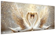 Obraz - Zlaté labute (120x50 cm)