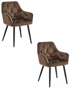 Set dvoch jedálenských stoličiek JORK zamatové, hnedé (čierne nohy) 2 ks