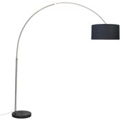 Oceľová oblúková lampa s tienidlom z látky čierna 50 cm - XXL