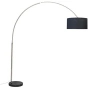 Oceľová oblúková lampa s tienidlom z látky čierna 50 cm - XXL
