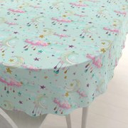 Biante Detský bavlnený oválny obrus Sandra SA-522 Mesačná obloha na mintovom 50x100 cm