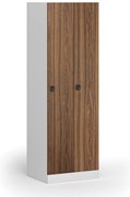 Kovová šatníková skrinka S1, 2-dverová, 1850 x 600 x 500 mm, kódový zámok, laminované dvere, orech