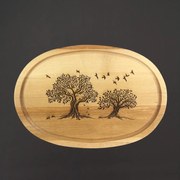 AMADEA Drevená servírovacia doska - podnos oválne stromy, masívne drevo, 30 cm