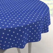 Biante Dekoračný okrúhly obrus Leona LN-022 Biele bodky na sýto modrom Ø 100 cm