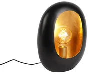 Dizajnová stolná lampa čierna so zlatým vnútrom 36 cm - Cova