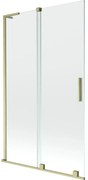 Mexen Velar L, 2-krídlová posuvná vaňová zástena 110 x 150 cm, 8mm číre sklo, zlatý matný profil, 896-110-003-01-55