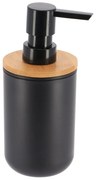 Dávkovač mydla Besson, čierna/s drevenými prvkami, 300 ml
