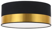 Stropné svietidlo Elegance, 1x zlaté/čierne textilné tienidlo, (biele plexisklo), (fi 40cm)