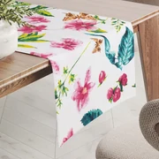 Biante Bavlnený behúň na stôl Sandra SA-383 Ružovočervené kvety s motýlikmi 20x120 cm