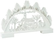 Drevená dekorácia s LED 41 cm, biela, assort