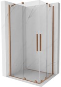 Mexen Velar Duo, sprchový kút s posuvnými dverami 90(dvere) x 80(dvere) cm, 8mm číre sklo, medená matná profil, 871-090-080-02-65