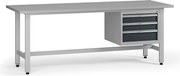 Výškovo nastaviteľný dielenský stôl G5, 2100 x 750 x 800-1000 mm, 1x kontajner, 3 zásuvky, grafit