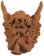 Dekoratívna hrdzavá figúrka anjel s rúrkou - 11*11*12 cm