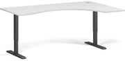 Ergonomický výškovo nastaviteľný stôl, 180x120 cm, 2 motory, L/P, čierna podnož, biela
