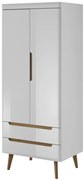 Šatníková skriňa CLARISSA biela + Dub Riviera vysoký lesk 80 x 197 x 56