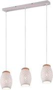 Závesné stropné osvetlenie Bidar 71 cm, biely kov/drevo, 3 svietidlá%