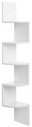 Rohová knižnica biela 20x20x126 cm