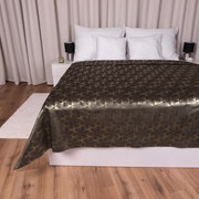 Biante Zamatový prehoz na posteľ Isabela IBL-012 Rose Gold trojuholníky na hnedom 140x200 cm