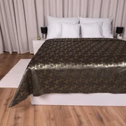 Biante Zamatový prehoz na posteľ Isabela IBL-012 Rose Gold trojuholníky na hnedom 140x200 cm