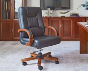 Kancelárske kreslo Lider z prírodnej kože,  čierne