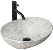 Rea Sofia Light Stone, umývadlo na dosku 41x35 cm, imitácia kameňa-šedá, REA-U0165