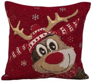 Vankúšová obliečka s vianočným losom v červenej farbe 45x45 cm