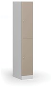 Šatníková skrinka s úložnými boxmi, 2 boxy, 1850 x 300 x 500 mm, cylindrický zámok, béžové dvere