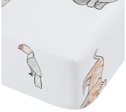 Biela napínacia bavlnená detská plachta do postieľky 70x140 cm Zoo Animals – Bianca