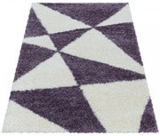 Koberec shaggy Tango trojuholníky fialovo - krémový