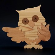 AMADEA Drevené puzzle sova, masívne drevo dvoch druhov drevín, 22,5x19,5x3 cm