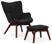 Čierne menčestrové kreslo s podnožkou Niko – Ropez