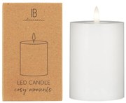 IB Laursen LED stĺpová sviečka WARM FLAME SL 10 cm biela