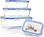 Klarstein Obdĺžnikové sklenené dózy, súprava 4 kusov, 1520 ml, 1040 ml, 640 ml, 370 ml, s vrchnákom