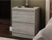Skrinka /nočný stolík Carlos 40 cm, šedý beton, 2 zásuvky%