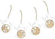 Súprava 4 bielych vianočných ozdôb s anjelikmi Ego Dekor