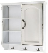 Krémová antik nástenná drevená skrinka s dvierkami Chantal - 56*19*61 cm