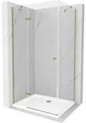Mexen Roma sprchová kabína, kyvné dvere 70 x 90 cm, transparentnéné, zlatá + závesný bidet Flat - 854-070-090-50-00-4010