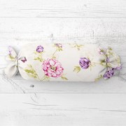 Biante Vankúš valec bonbon Sandra SA-532 Fialové kvety s motýlikmi na svetlo krémovom 15x40 cm
