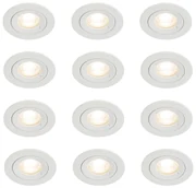 Sada 12 vstavaných bodových svetiel bielych okrúhlych GU10 50 mm IP44 - Xena
