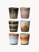 Ručne vyrobené hrnčeky's reaktívnou glazúrou 70's, 6 ks