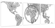 Obraz - Mapa v líniách (s hodinami) (90x30 cm)