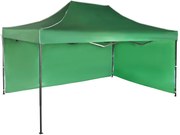 Rýchlorozkladací nožnicový stan 3x4,5m – oceľový, Zelená, 2 bočné plachty