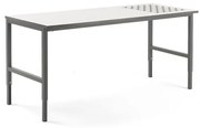 Dielenský stôl CARGO s valčekmi, 2000x750 mm, biela / šedá