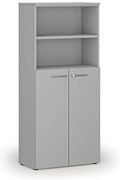 Kombinovaná kancelárska skriňa PRIMO GRAY, dvere na 3 poschodia, 800 x 420 x 1781 mm, sivá