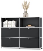 Kovová komoda »CN3« s premiestniteľnými výklopnými priečinkami, čierna