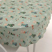 Biante Detský bavlnený oválny obrus Sandra SA-468 Medvedíkovia na motorkách na zelenom 50x100 cm