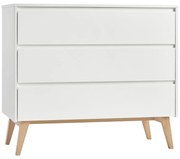 Biela detská komoda so zásuvkami Pinio Swing, 100 x 92 cm