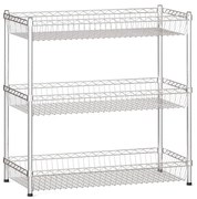 Drôtený regál s košovými policami, 900 x 900 x 450 mm, 3 police